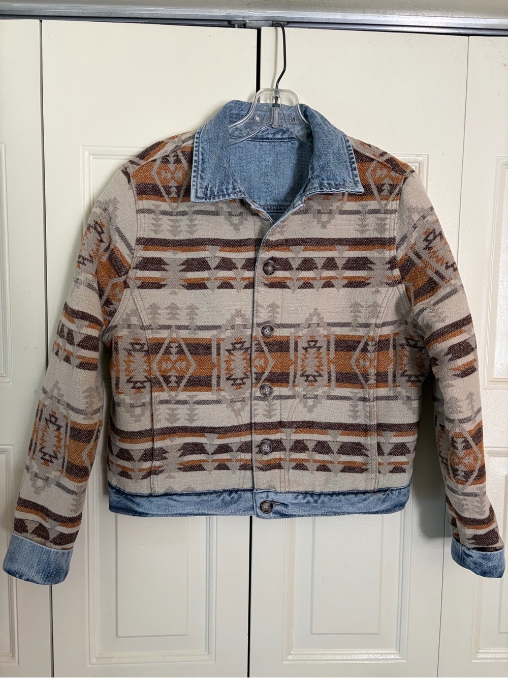 Idyllwind Denim Western Chore Wool Jacket Sz Med. Southwestern Reversible Womens